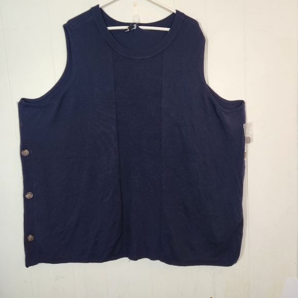 J Jason Wu Fisherman Tunic Sleeveless Knit Top Side Button Detail Size 5x - Picture 2 of 14